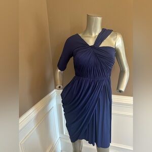 NWT BCBG Max Azria Christina Asymmetric Ruched One Shoulder Blue Dress Sz XS
